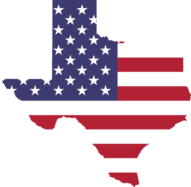 A map of the state of texas with a flag

Description automatically generated